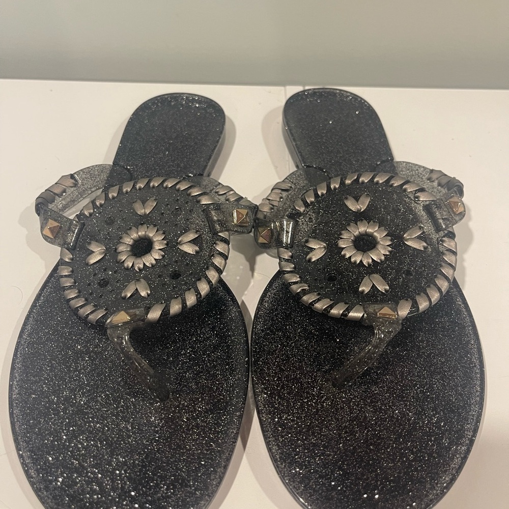 Jack Rogers Elegant Jelly Black Sandals with Embellished Design